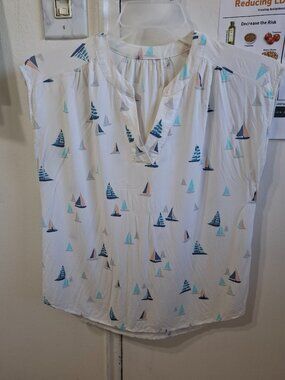 Lightweight Coastal Nautical Print Sailing Print Nice Nature Summer Tops